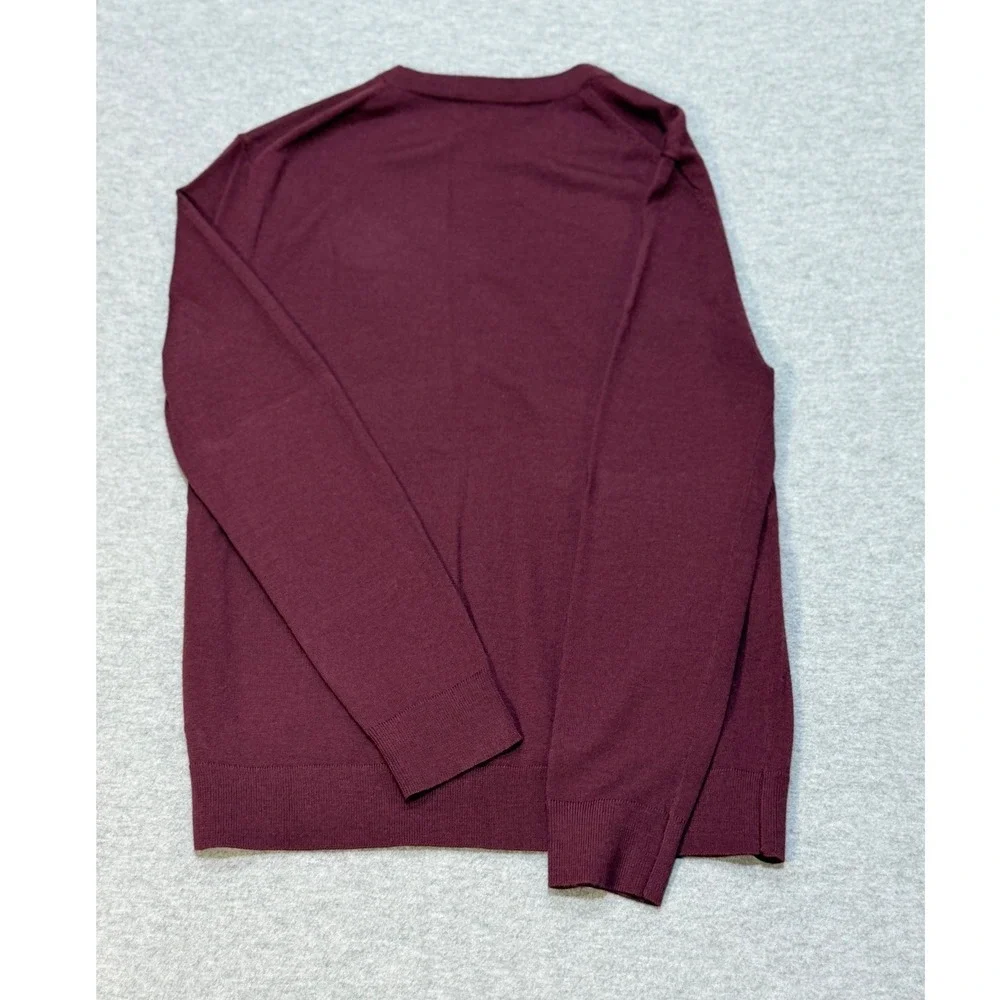 Banana Republic Mens M Burgundy 100% Merino Wool Crew Neck Sweater
